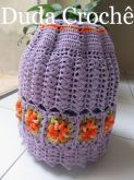 Capa Botijão de Gás Lilás flor Laranja